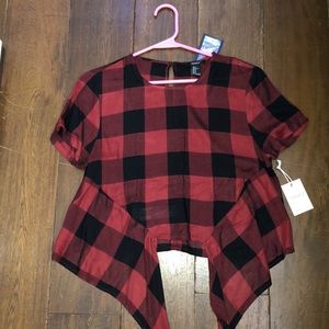 Forever 21 Plaid Tie-Front Top